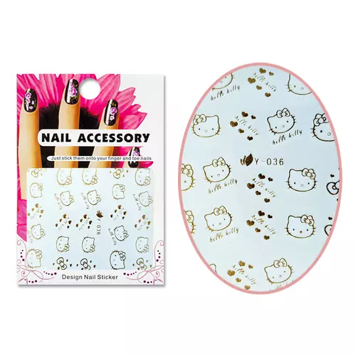 Aufkleber in Acryl Optik  Y-036-G Golden Hello Kitty