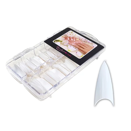 Nail tip box 100 Stück #002-W Stiletto - weiß
